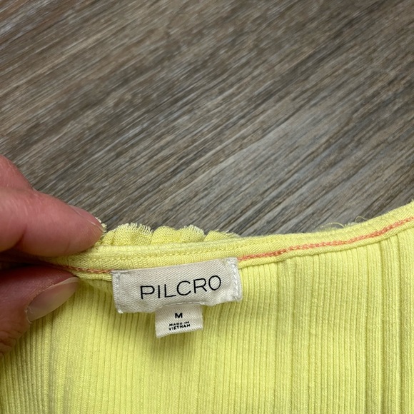 Pilcro Yellow Ruffled Ribbed Tank Top - Picture 4 of 5